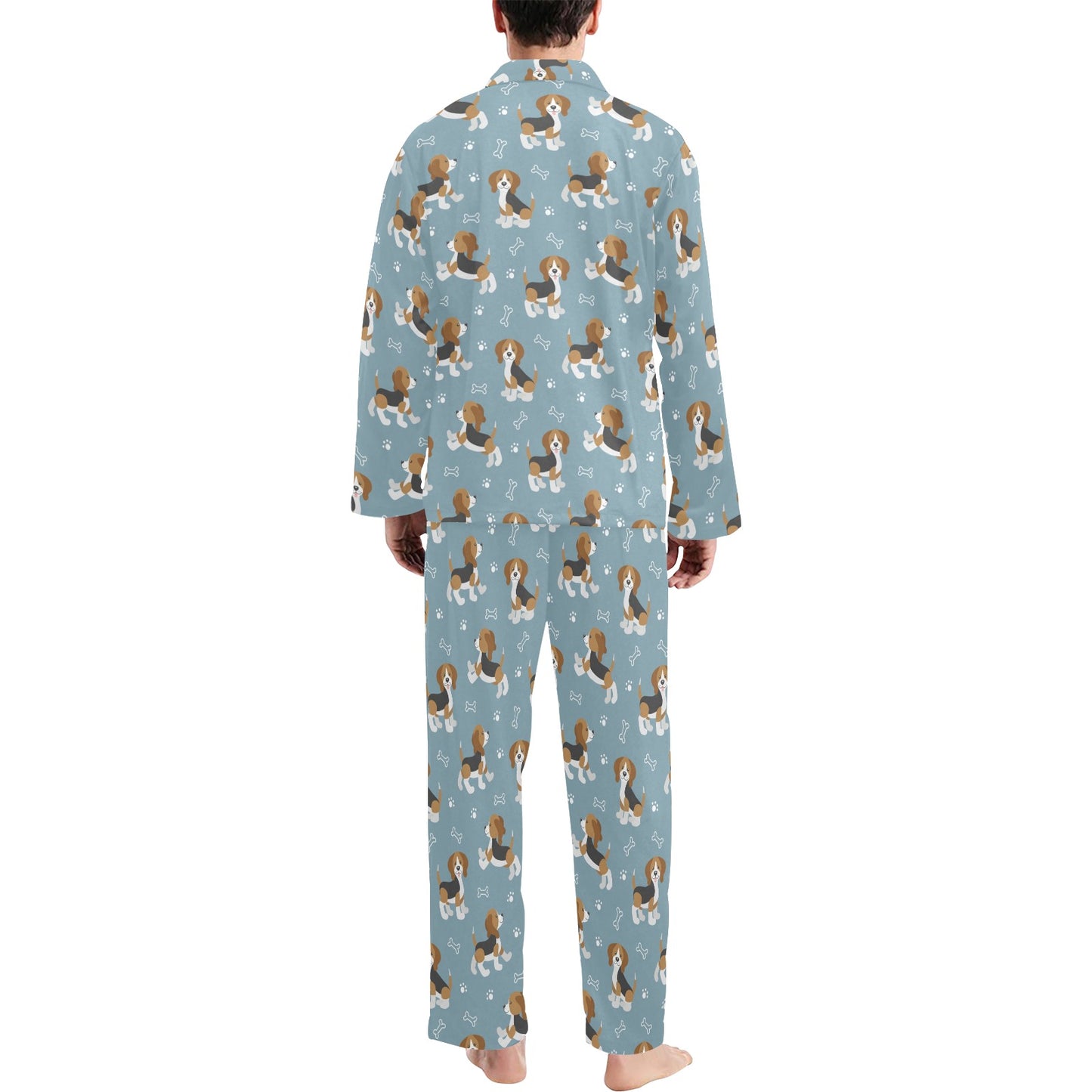 Beagle Pattern Print Design 02 Men's Long Pajama Set