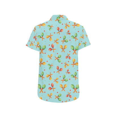 Maracas Print Design LKS402 Men Short Sleeve Button Up Shirt