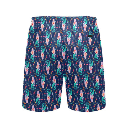 Mermaid Girl Cute Design Print Men's Swim Trunks Beach Shorts