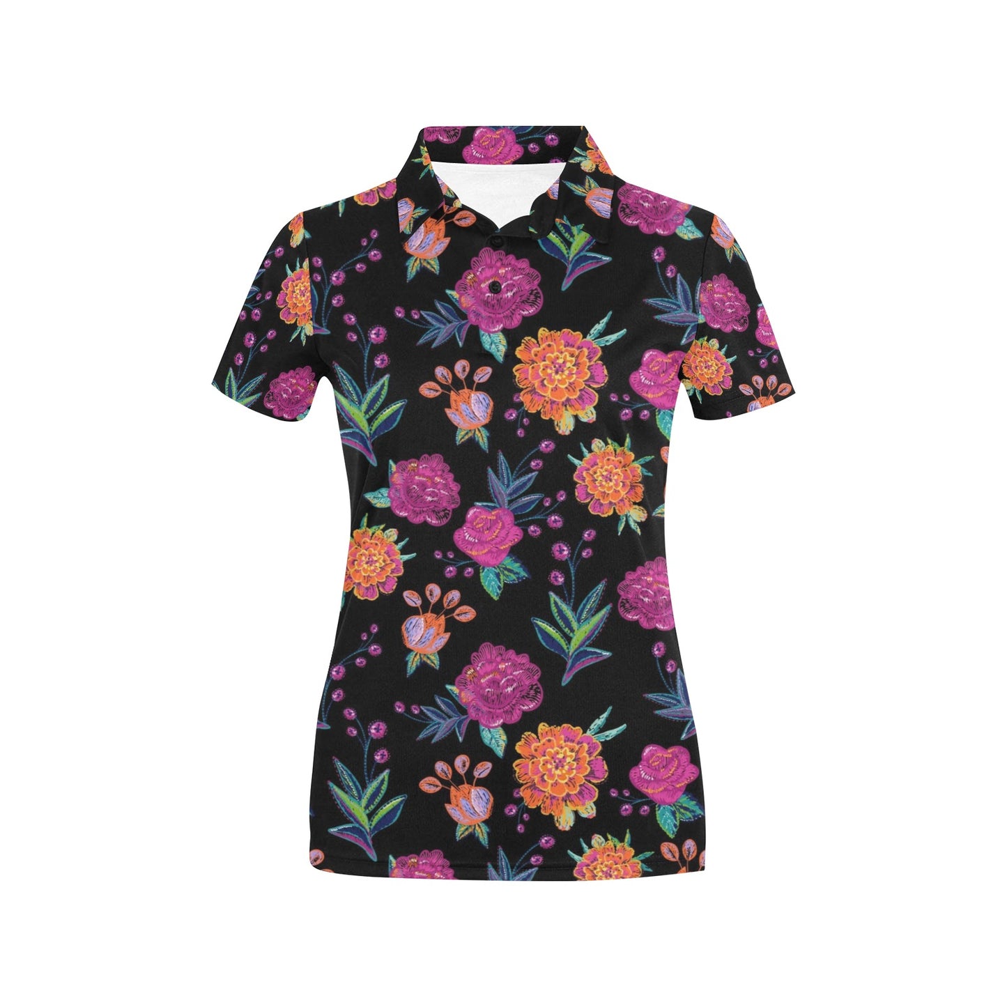 Marigold Pattern Print Design MR02 Women's Polo Shirt