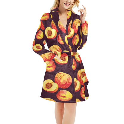 Peach Pattern Print Design A04 Women's Fleece Robe