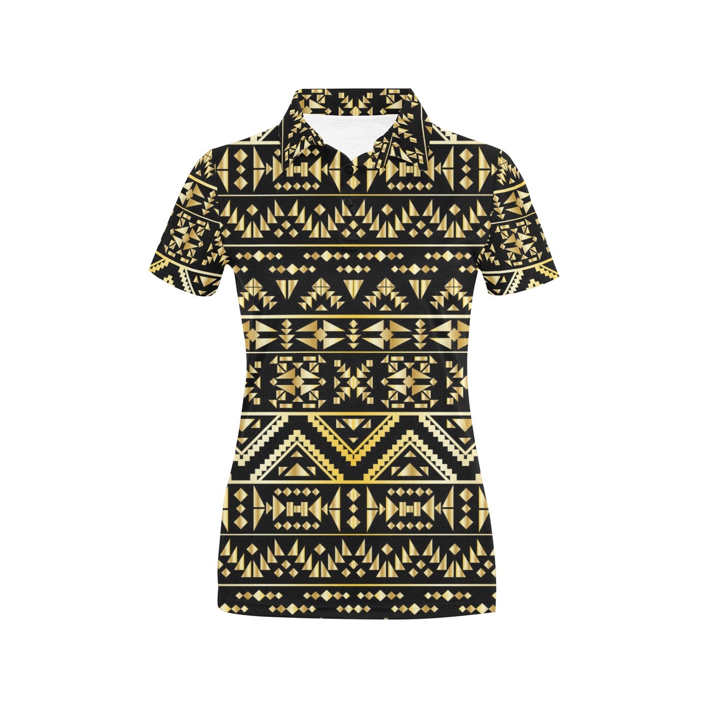 Gold Aztec Tribal Women's Polo Shirt