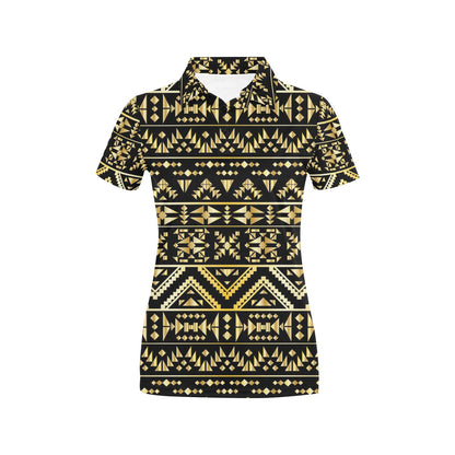 Gold Aztec Tribal Women's Polo Shirt