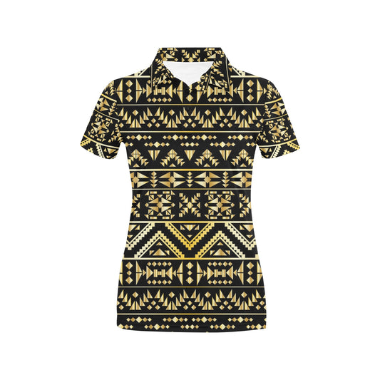 Gold Aztec Tribal Women's Polo Shirt