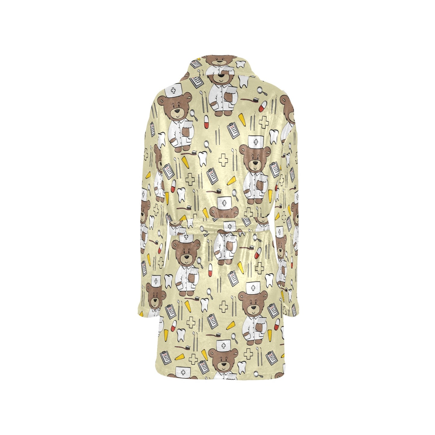 Nurse Bear Pattern Print Design A02 Women's Fleece Robe