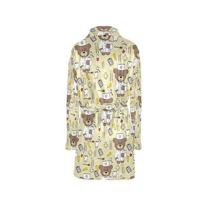 Nurse Bear Pattern Print Design A02 Women's Fleece Robe