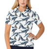 Blue Whale Pattern Print Design 03 Women's Polo Shirt