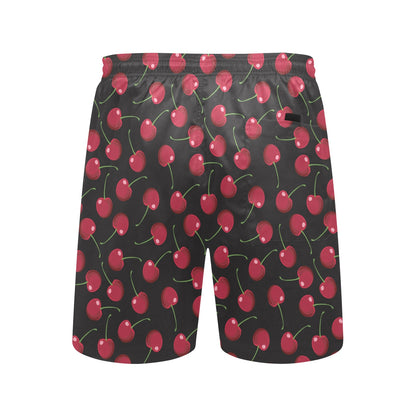 Cherry Black Background Men's Swim Trunks Beach Shorts