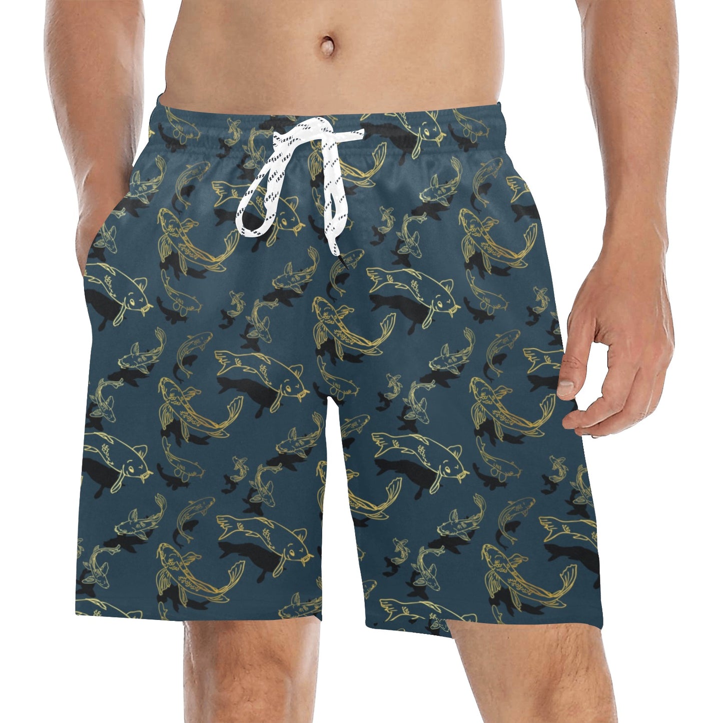 Koi Carp Gold Design Themed Print Men's Swim Trunks Beach Shorts
