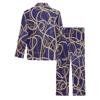 Rope Pattern Print Design A01 Men's Long Pajama Set