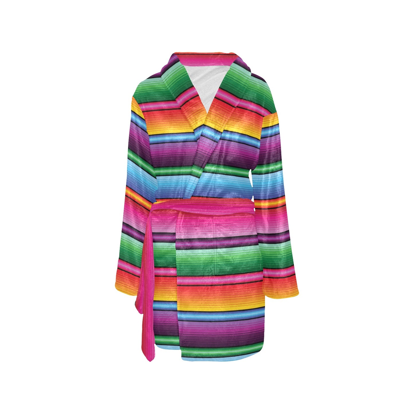 Mexican Blanket Colorful Print Pattern Women's Fleece Robe