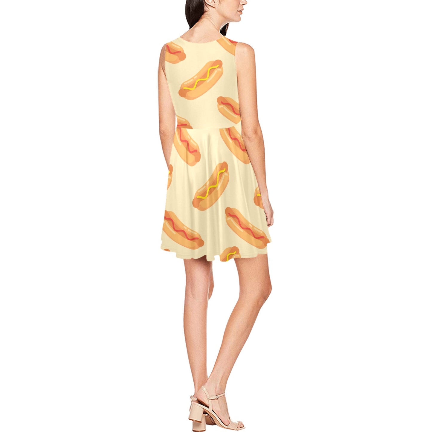 Hot Dog Pattern Print Design 05 Sleeveless Dress