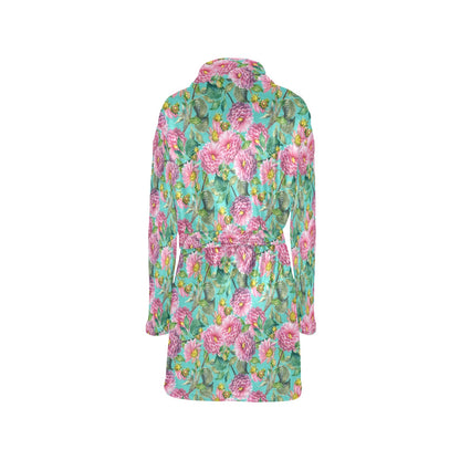 Dahlia Pattern Print Design DH07 Women's Fleece Robe