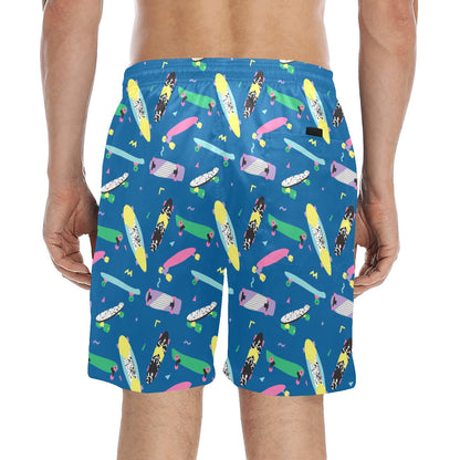 Skateboard Print Design LKS302 Men's Swim Trunks Beach Shorts