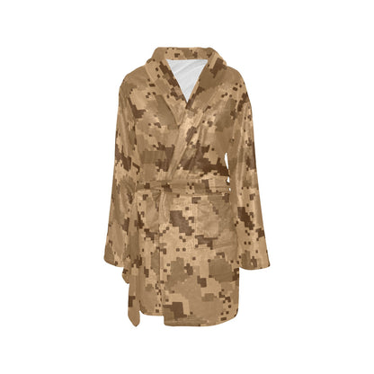 ACU Desert Digital Pattern Print Design 01 Women's Fleece Robe
