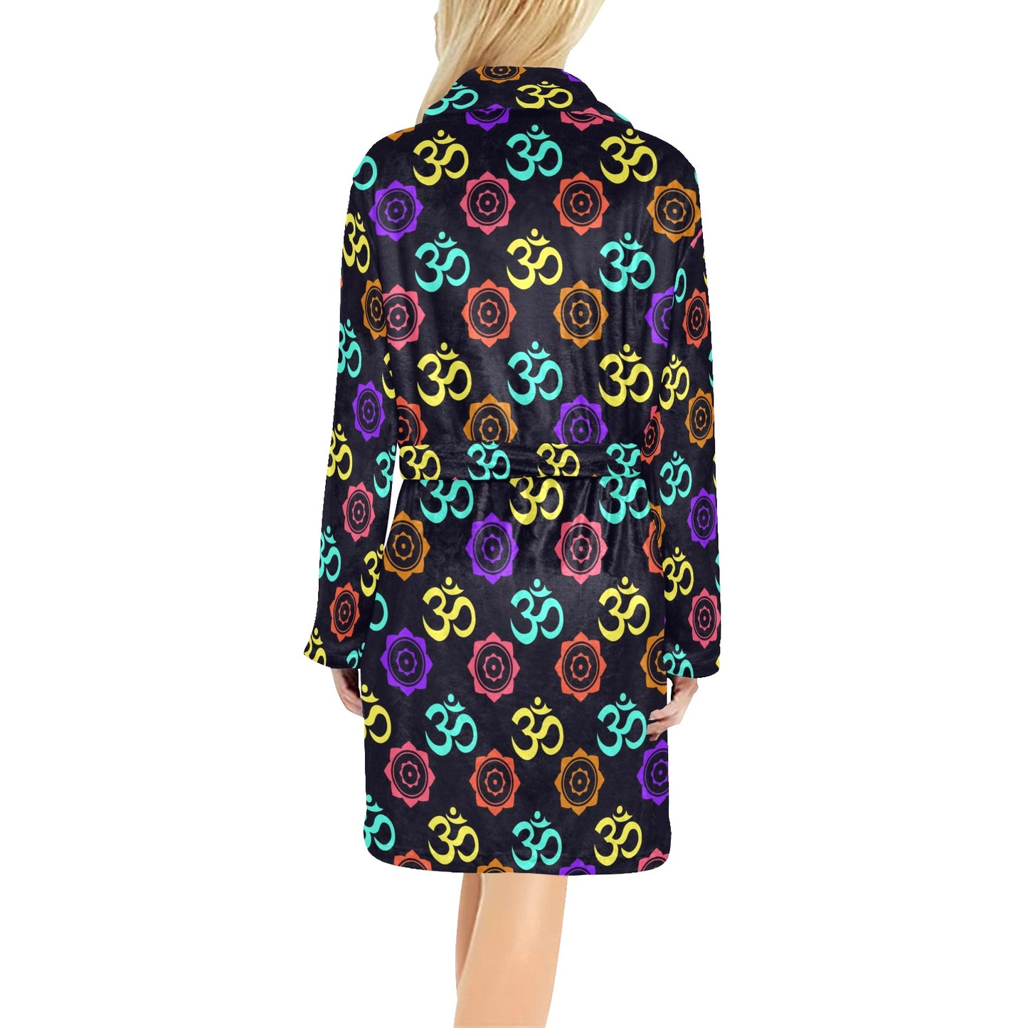 Chakra OM Print Pattern Women's Fleece Robe