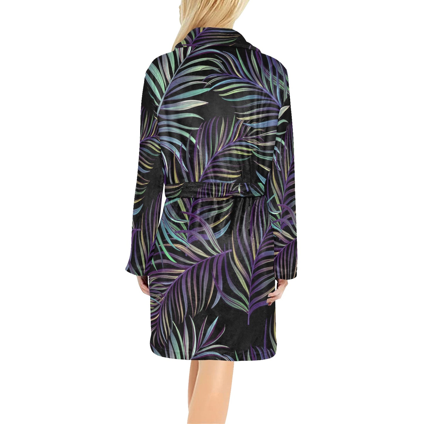 Tropical Palm Leaves Pattern Brightness Women's Fleece Robe