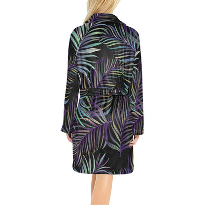 Tropical Palm Leaves Pattern Brightness Women's Fleece Robe