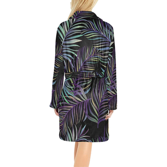 Tropical Palm Leaves Pattern Brightness Women's Fleece Robe