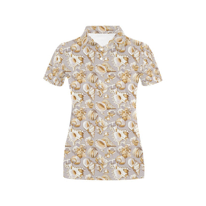 Seashell Print Design LKS309 Women's Polo Shirt