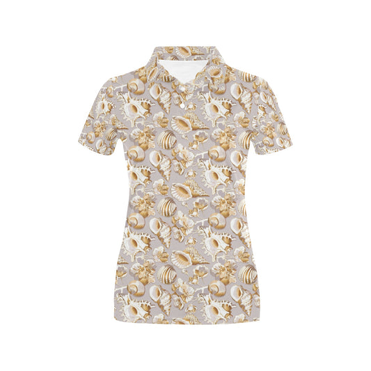 Seashell Print Design LKS309 Women's Polo Shirt