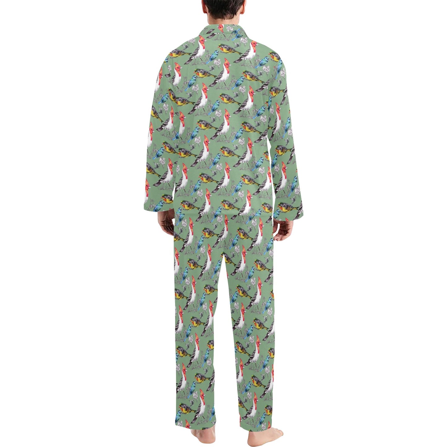 Birds Pattern Print Design 07 Men's Long Pajama Set