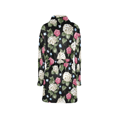 Hydrangea Pattern Print Design HD09 Women's Fleece Robe