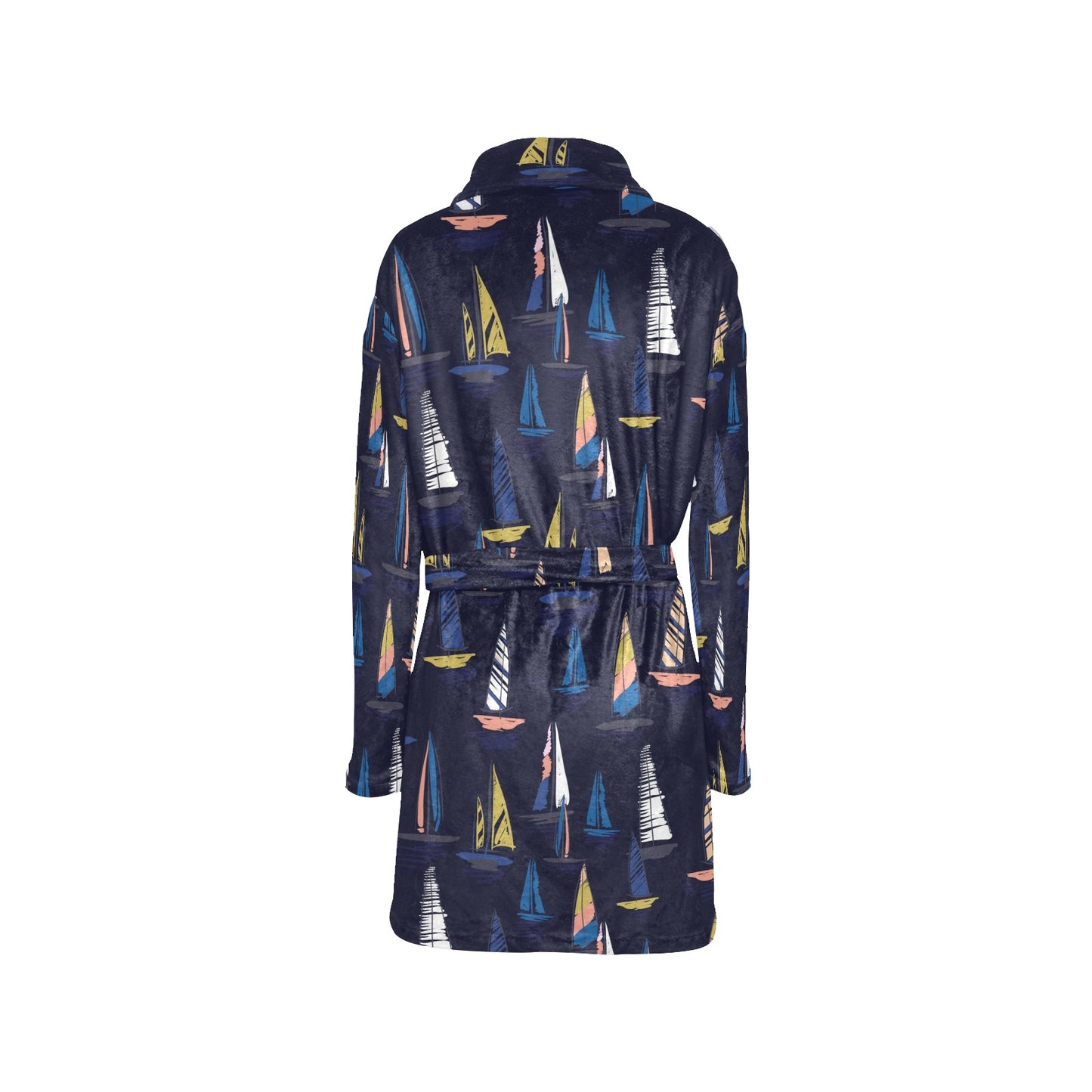 Sailing Ships Pattern Print Design A03 Women's Fleece Robe