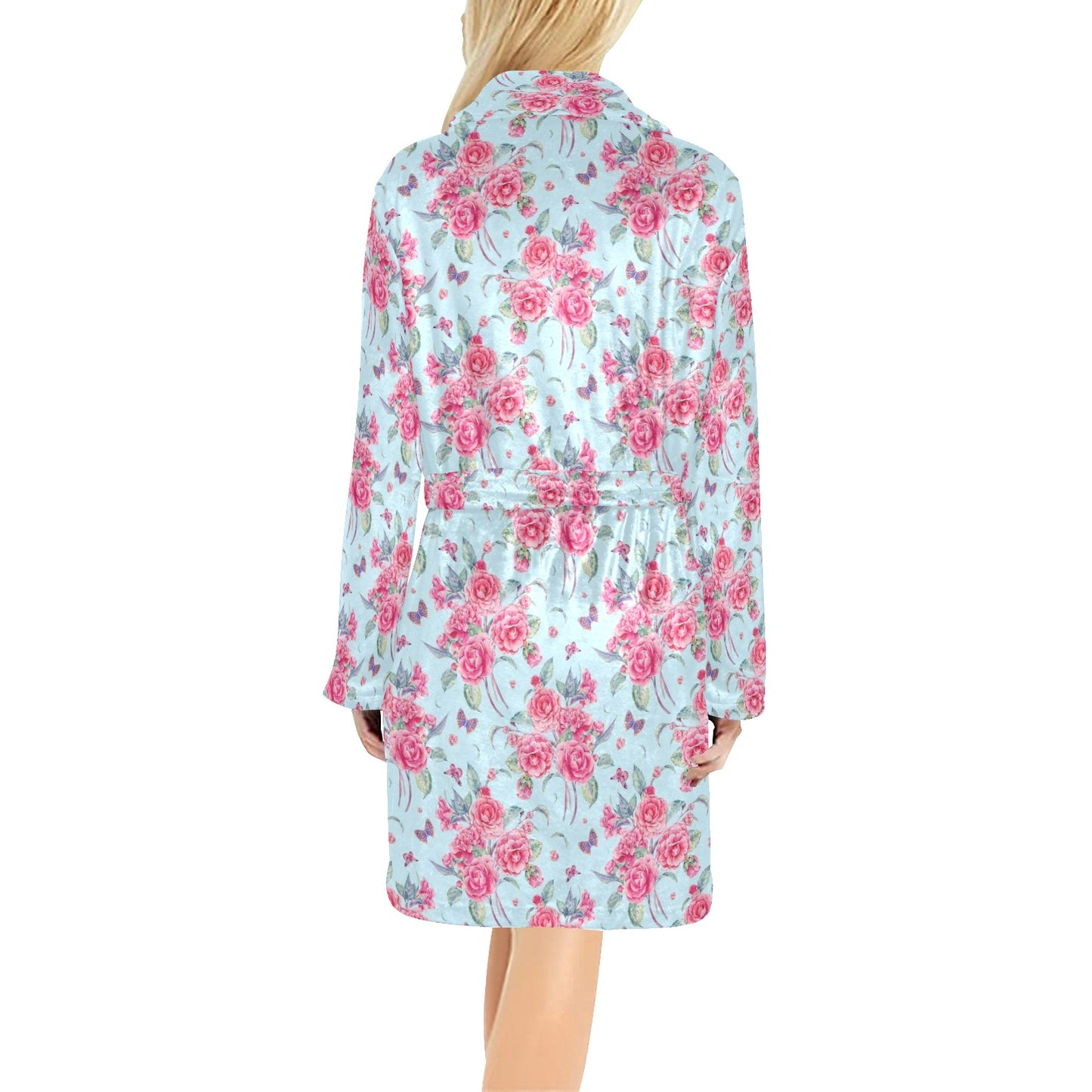Camellia Pattern Print Design 01 Women's Fleece Robe