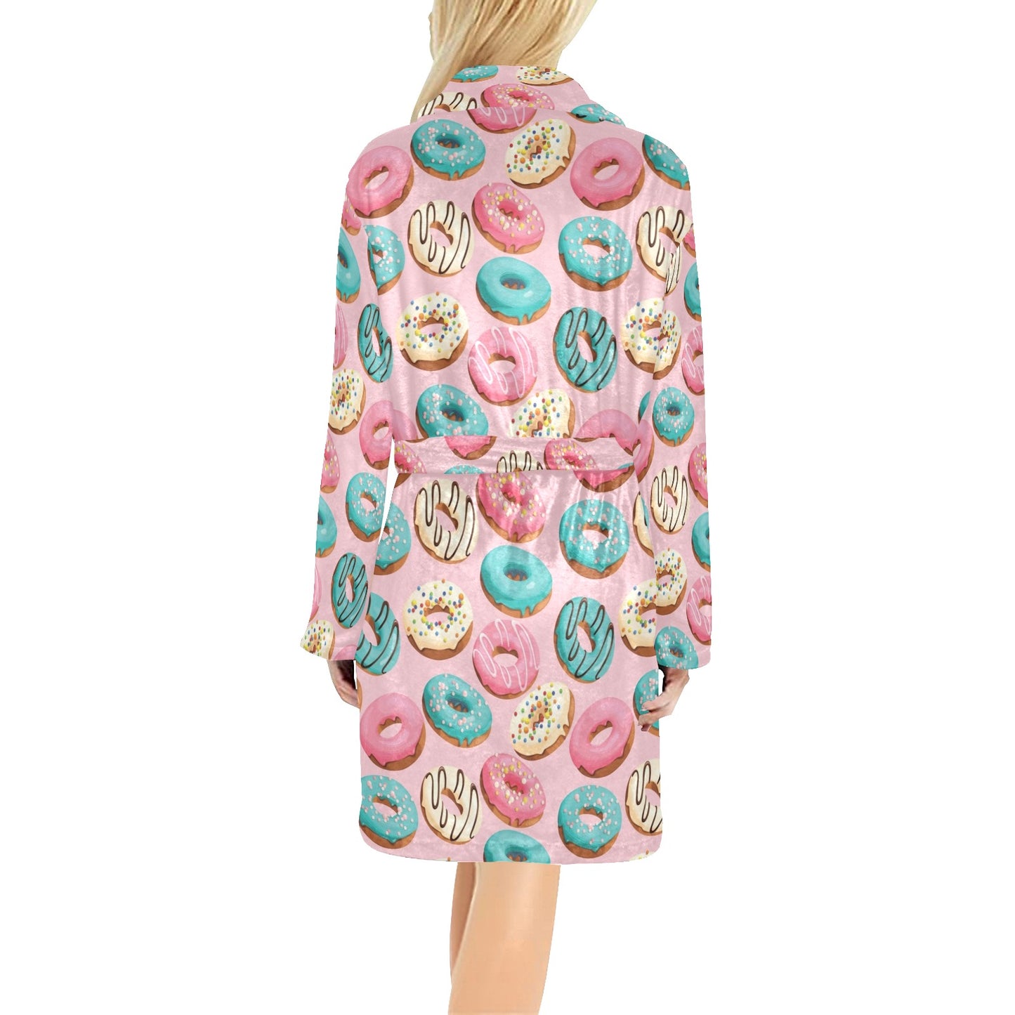 Donut Pattern Print Design DN06 Women's Fleece Robe