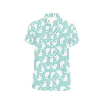 Sea Lion Print Design LKS401 Men Short Sleeve Button Up Shirt