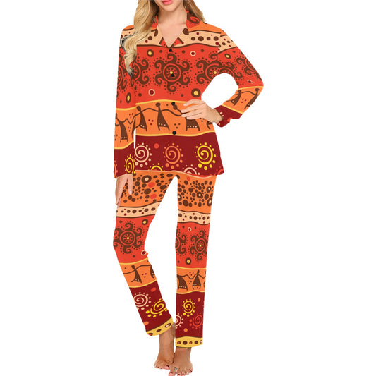 African Pattern Print Design 04 Women's Long Pajama Set