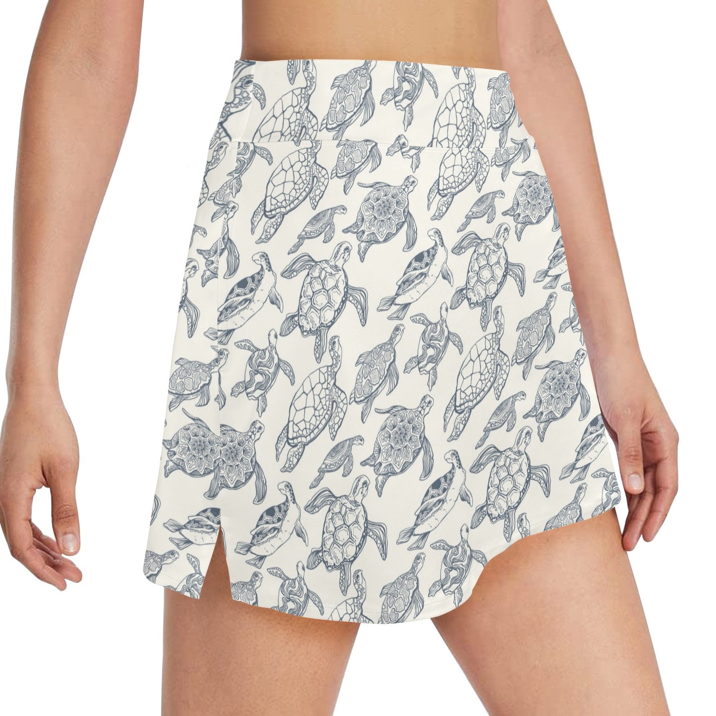 Sea Turtle Print Design LKS304 17" Golf & Pickleball Skort with Pockets