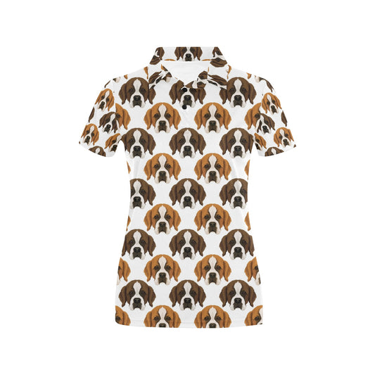 St Bernards Print Design LKS301 Women's Polo Shirt