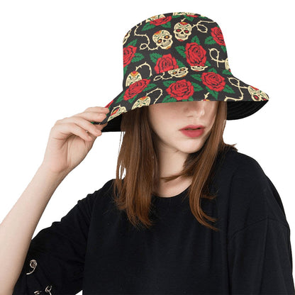 Sugar Skull Red Rose Print Design LKS301 Unisex Bucket Hat