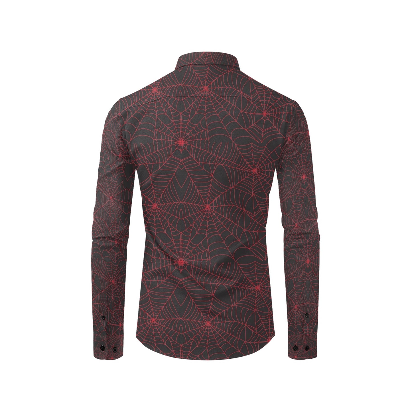 Spider Web Red Print Design LKS302 Men's Long Sleeve Dress Shirt