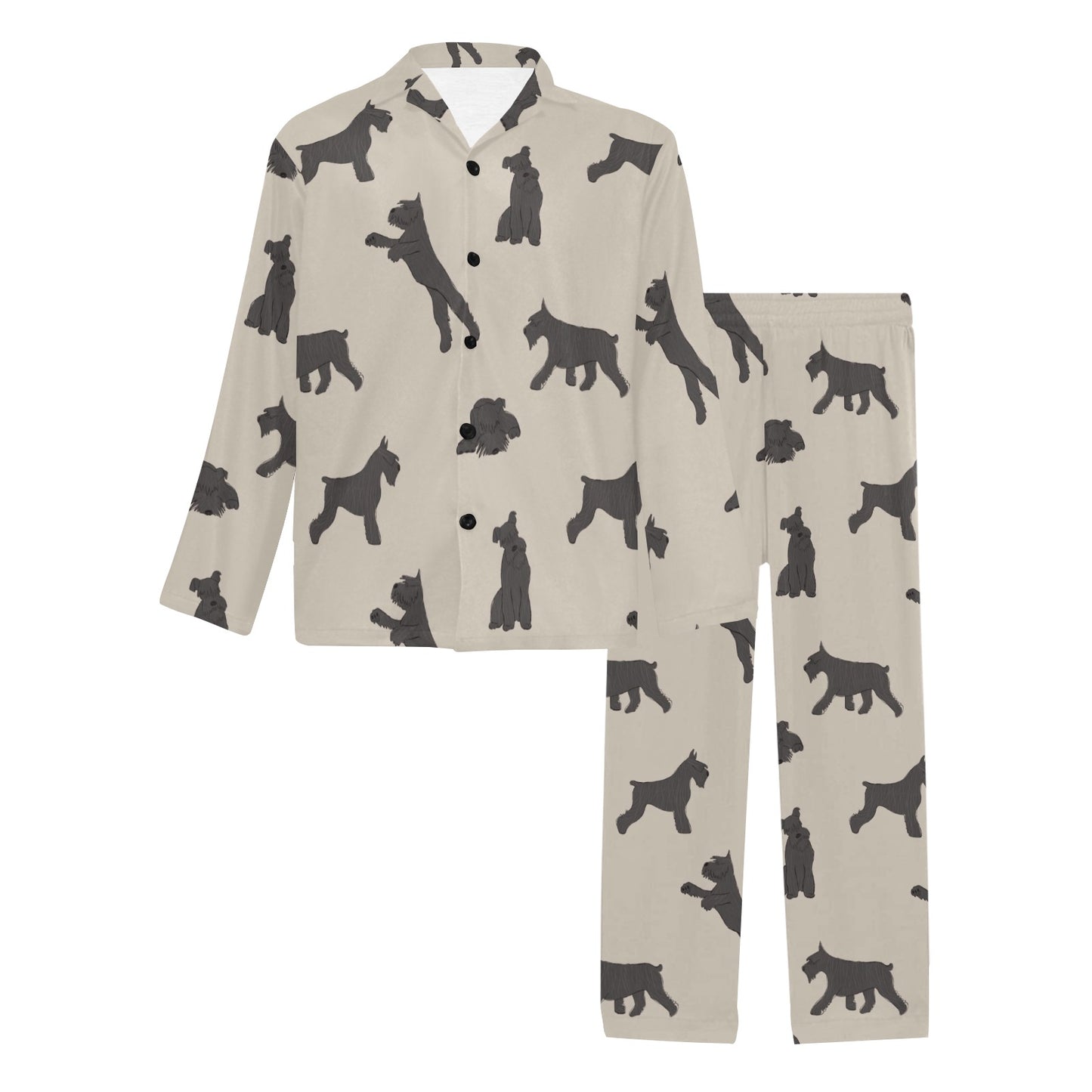 Schnauzers Pattern Print Design A06 Men's Long Pajama Set