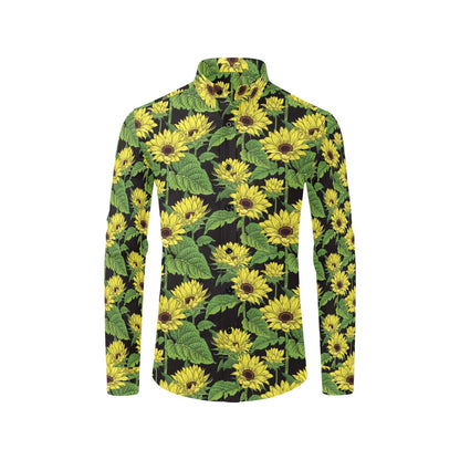 Sunflower Print Design LKS3010 Men's Long Sleeve Dress Shirt