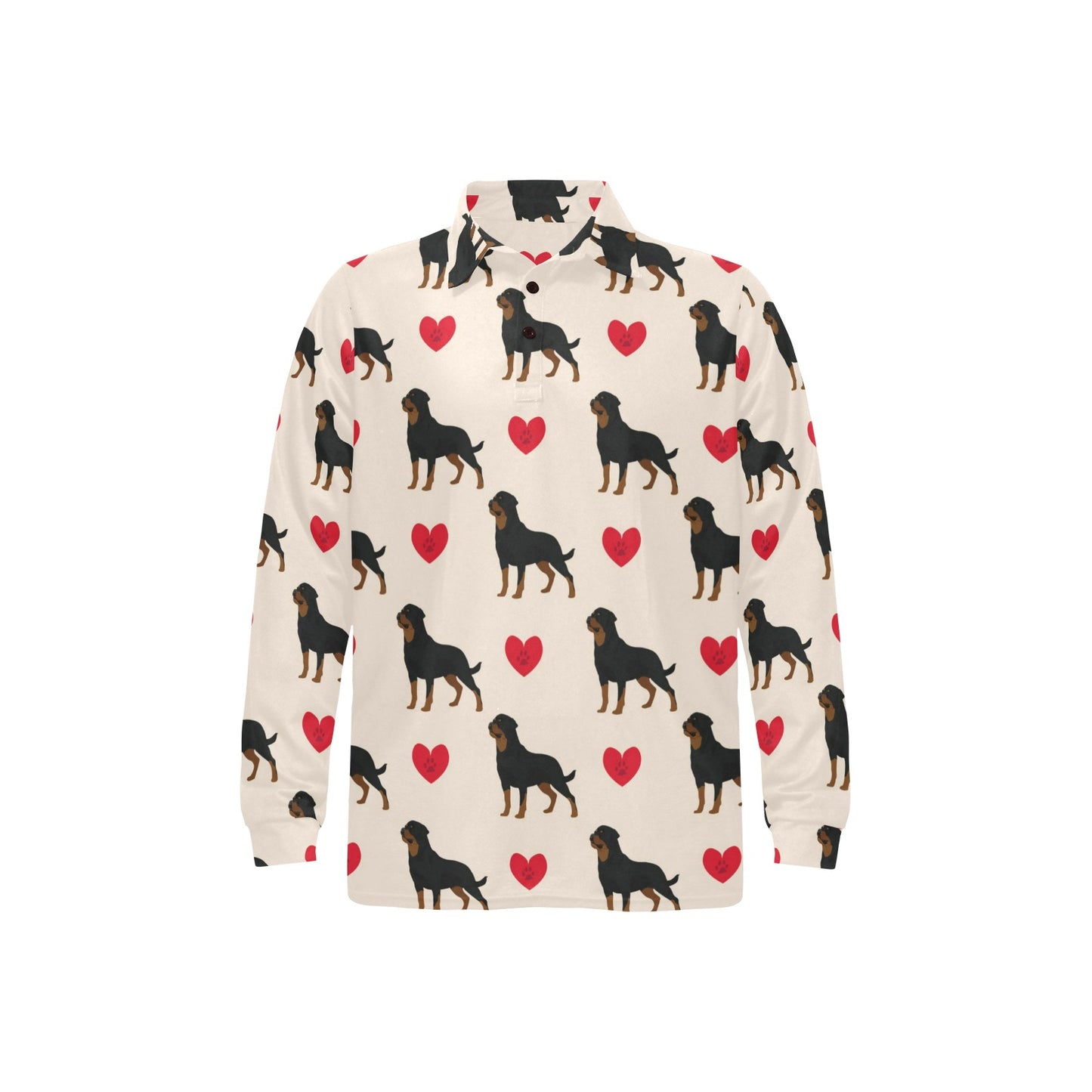 Rottweiler Pattern Print Design A02 Long Sleeve Polo Shirt For Men's