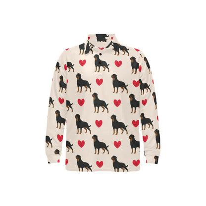 Rottweiler Pattern Print Design A02 Long Sleeve Polo Shirt For Men's