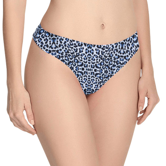Leopard Blue Skin Print Women's Thongs