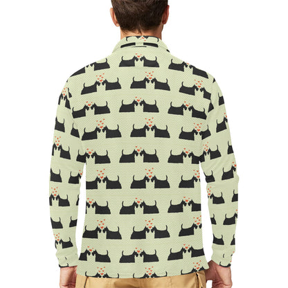 Scottish Terriers Print Design LKS304 Long Sleeve Polo Shirt For Men's