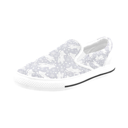 Snowmobile Print Design LKS302 White Slip Ons Canvas Women's Shoes