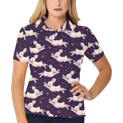 Rabbit Pattern Print Design RB016 Women's Polo Shirt