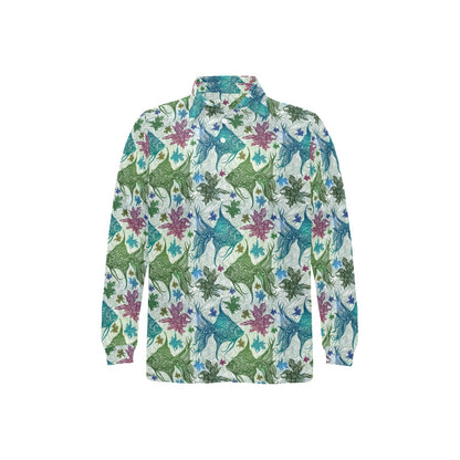 Angelfish Tribal Pattern Print Design 01 Long Sleeve Polo Shirt For Men's