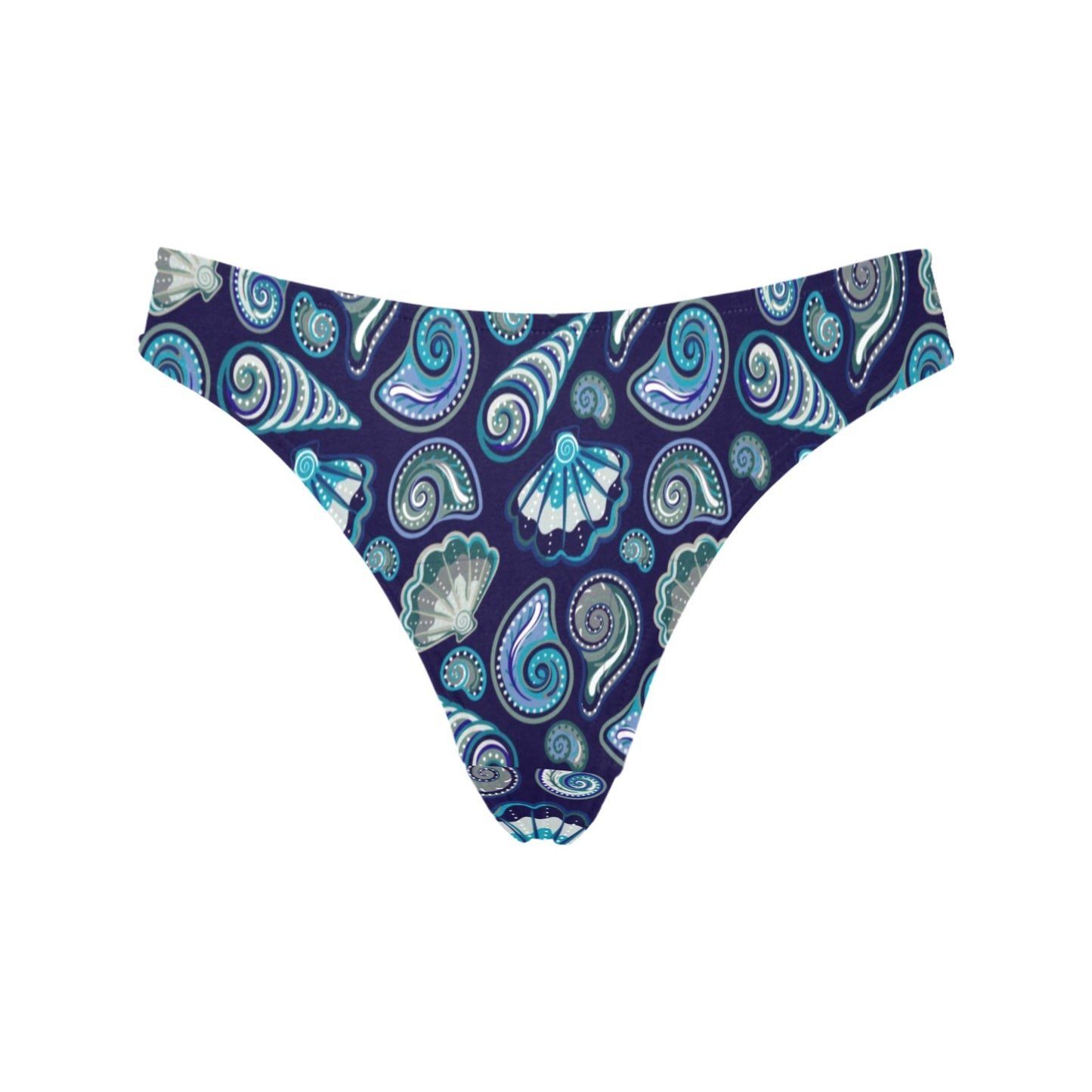Beach Seashell Blue Print Women's Thongs