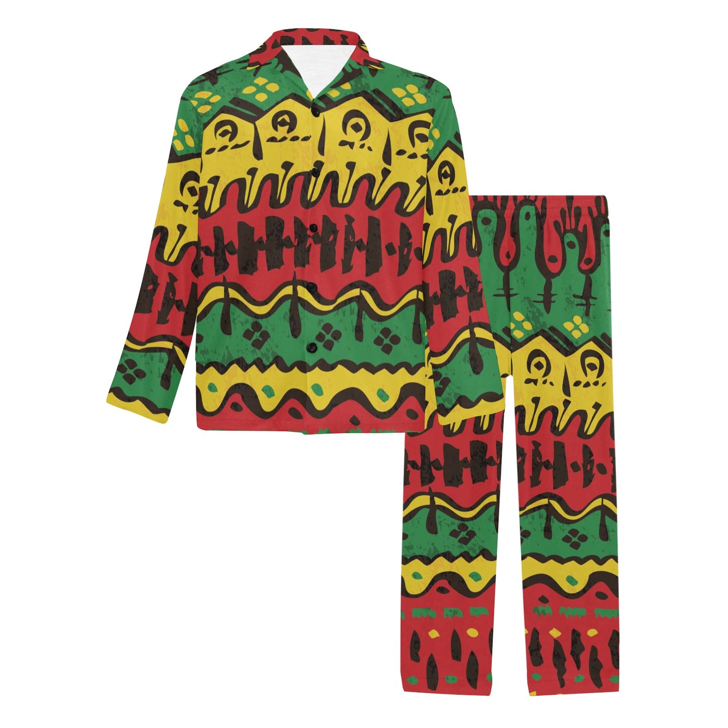 Rasta Pattern Print Design A01 Men's Long Pajama Set