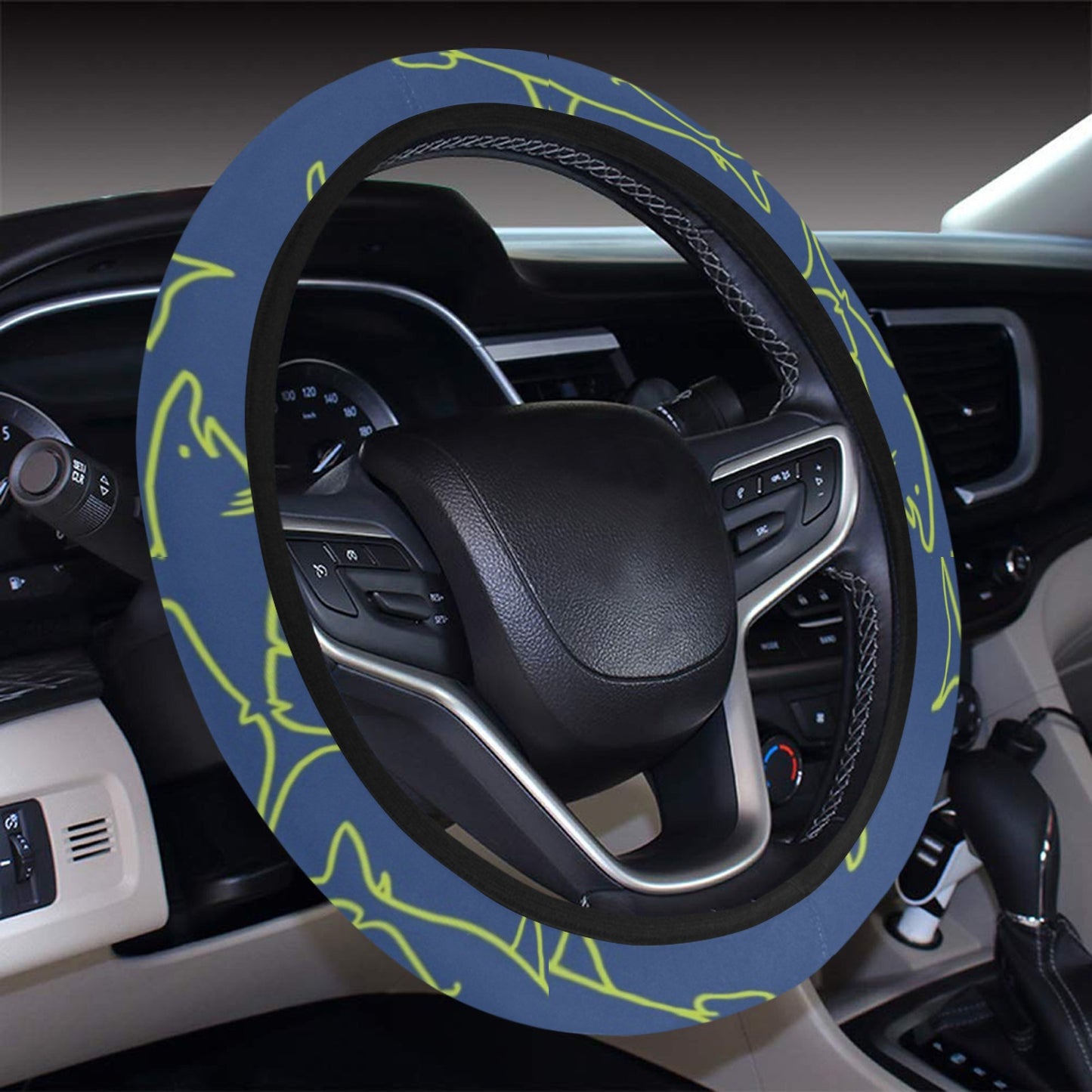 Shark Print Design LKS301 Steering Wheel Cover with Elastic Edge