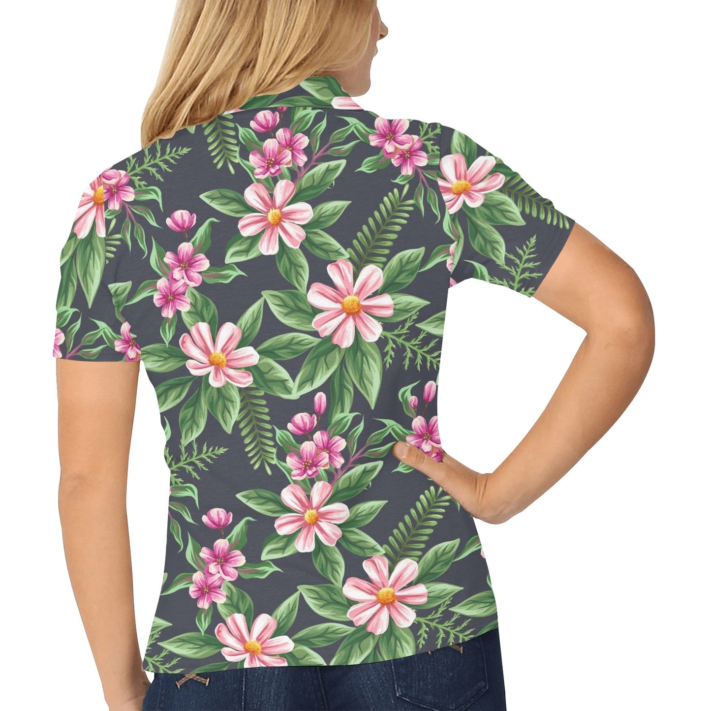 Summer Floral Pattern Print Design SF010 Women's Polo Shirt