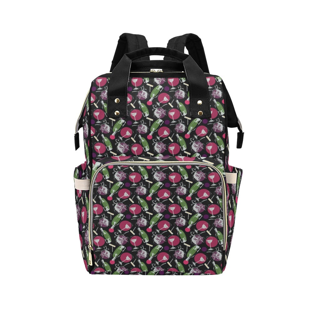 Wine Print Design LKS307 Diaper Bag Backpack